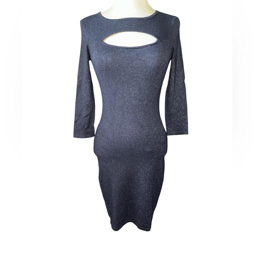 Express dress bodycon style 3/4 sleeves below knee length cut out Size XSmall